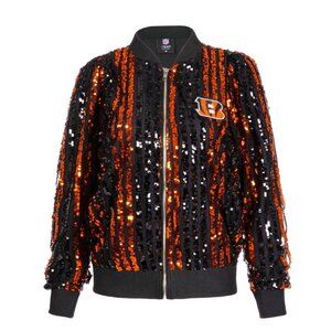 BNT Cincinnati Bengals Two Tone Sequin Embellished Bomber Jacket